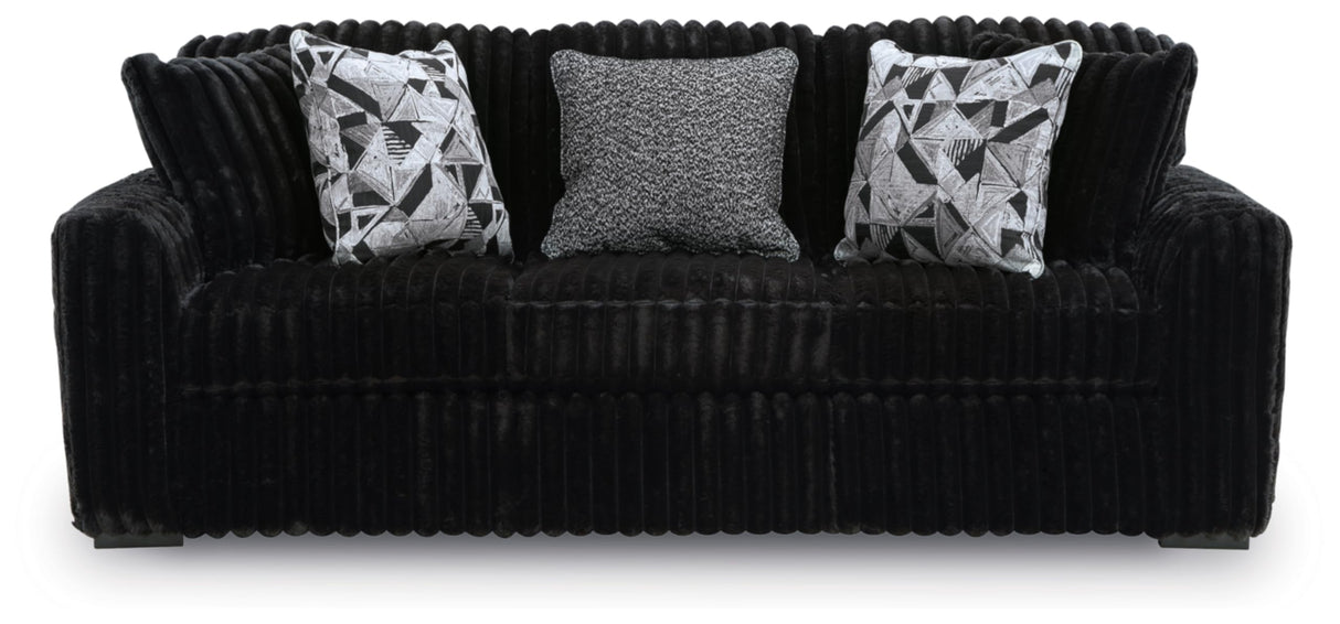 Signature Design by Ashley Midnight-Madness Modern Anti Sage Sofa with Reversible Cushions, Black Signature Design by Ashley