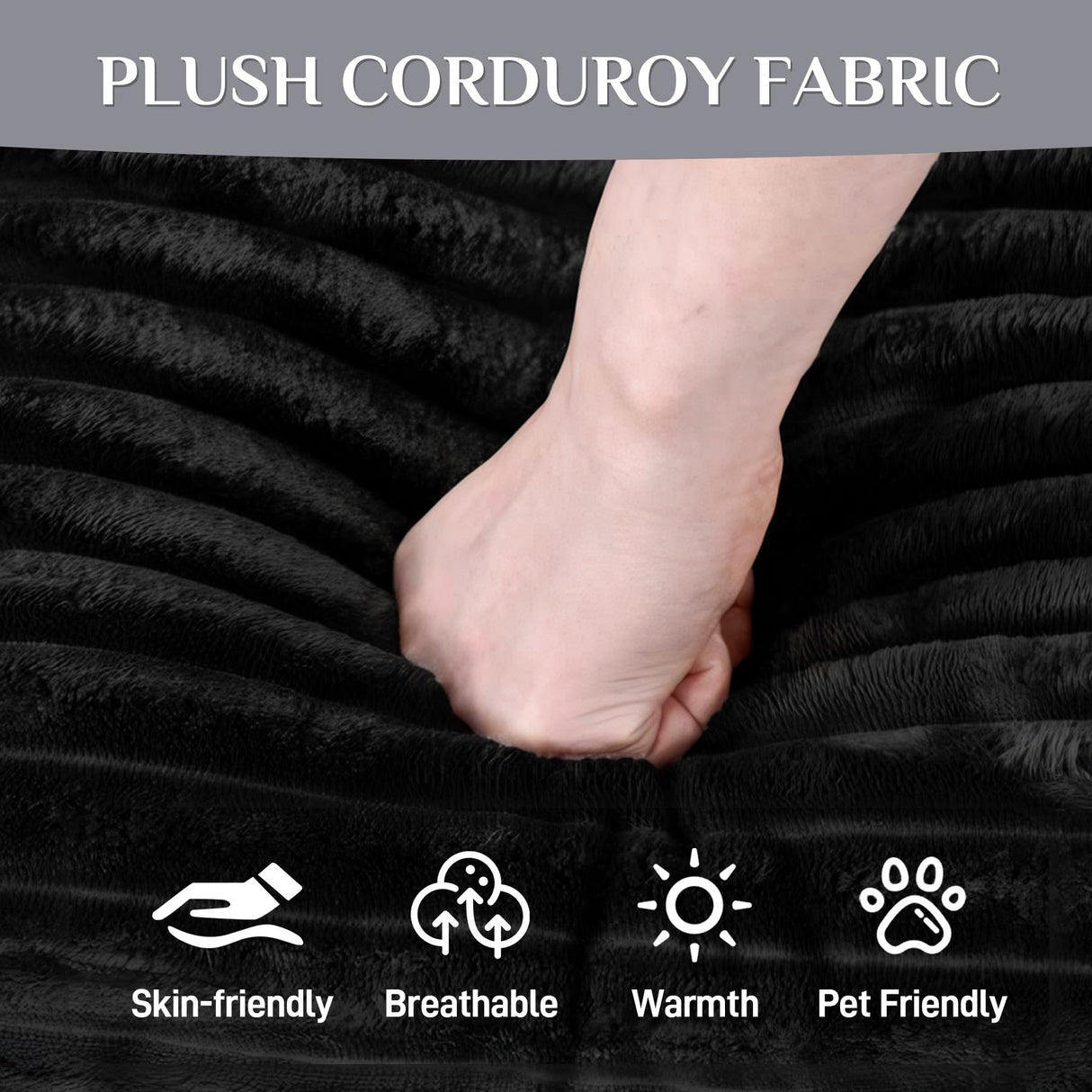 ONEMMLION Modular Sectional Sofa Cloud Couch, 131" Black Boneless Couches for Living Room, Comfy Deep Seat Plush Corduroy Sofa, Modern Fluffy Memory Foam U Shape Sectional Couch with Chaise Lounge ONEMMLION