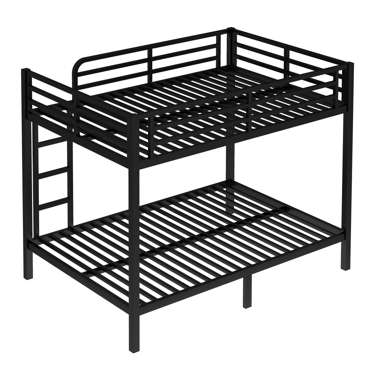 Bellemave Full Over Full Bunk Beds for Adults with Ladder & Full-Length Guardrails, Metal Heavy Duty Full Size Bunk Bed Frame with Sturdy Slats, Noise Free, No Box Spring Needed, Black Bellemave