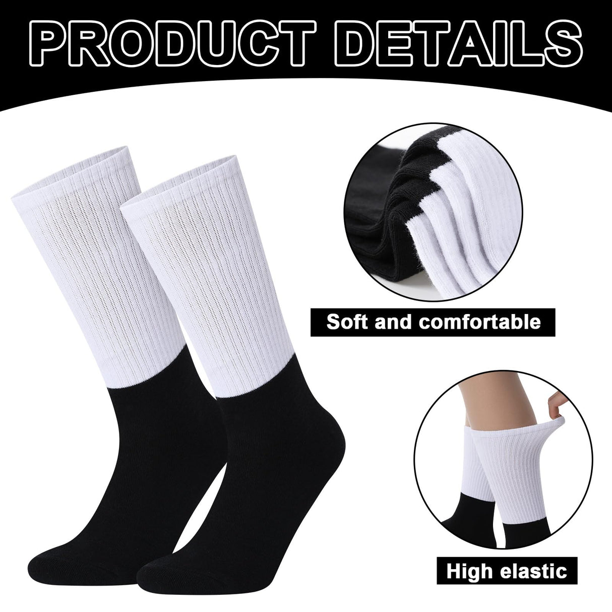 Cozypower 12 Pairs Sublimation Socks Blank Sublimation Printable Socks Heat Transfer Cotton Socks Unisex Athletic Crew Socks for Present DIY Personalized Socks Women Men Cozypower