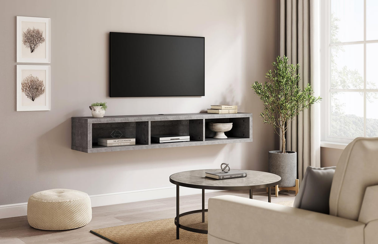 Martin Furniture Floating Tv Console, 60", Stone Gray Martin Furniture