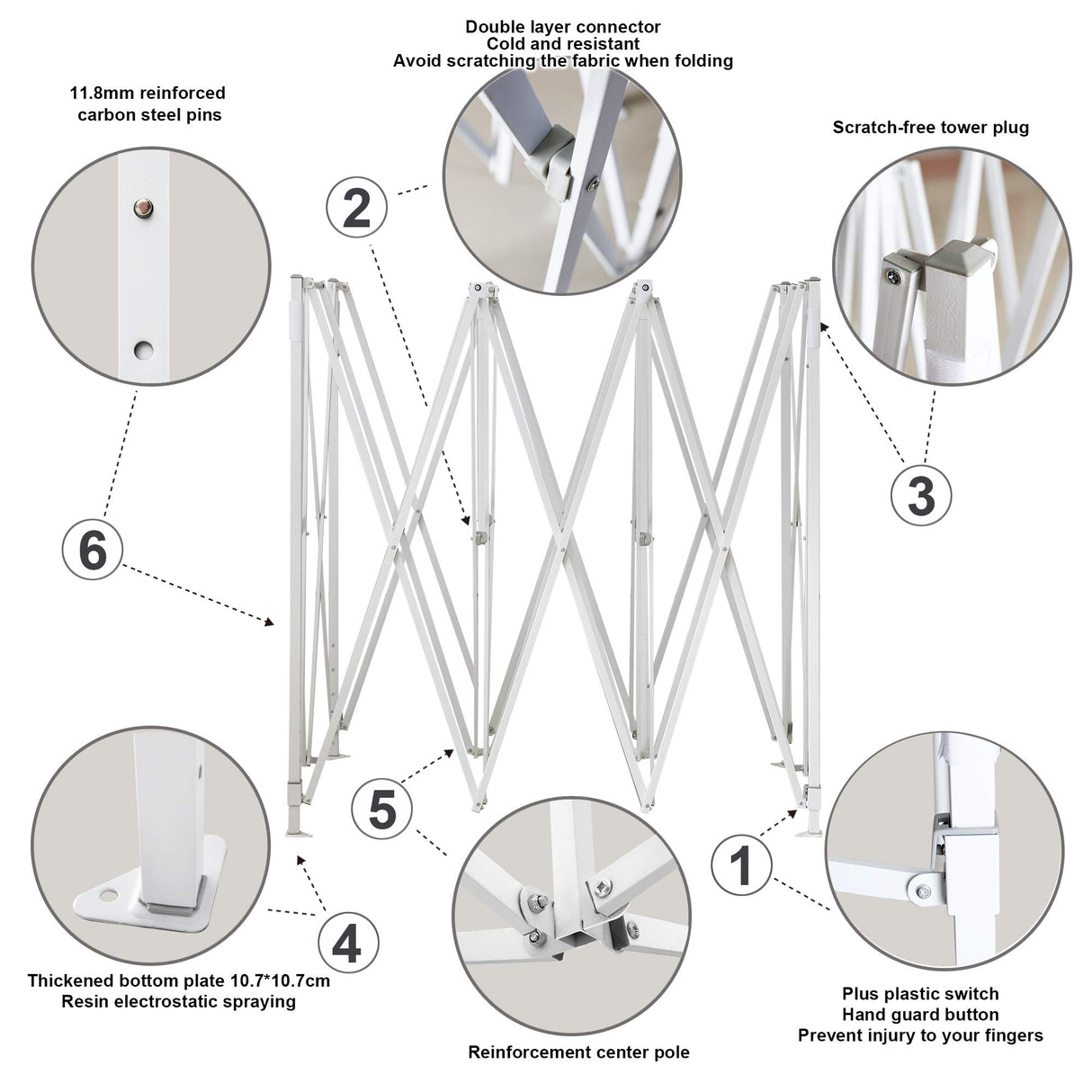 American Phoenix 10x15 Pop up Tent Instant Canopy Commercial Outdoor Party Canopy Shelter (10x15FT (White Frame), Black) AMERICAN PHOENIX