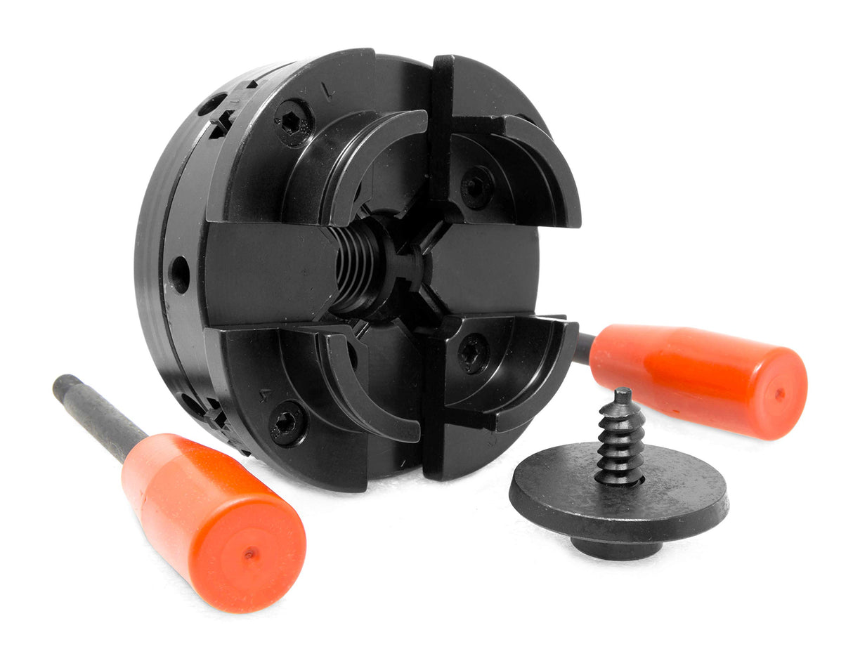WEN LA3421 3.2-Amp 8-Inch by 13-Inch Variable Speed Mini Benchtop Wood Lathe, Black & WEN LA4444 4-Inch 4-Jaw Self-Centering Chuck Set with 1-Inch x 8TPI Thread WEN
