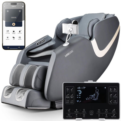BOSSCARE 2025 Full Body Zero Gravity Massage Chair, APP Control Shiatsu Massaging Recliner with Foot Roller, Back Heated, Bluetooth Speaker, Touch Screen for Family & Friends