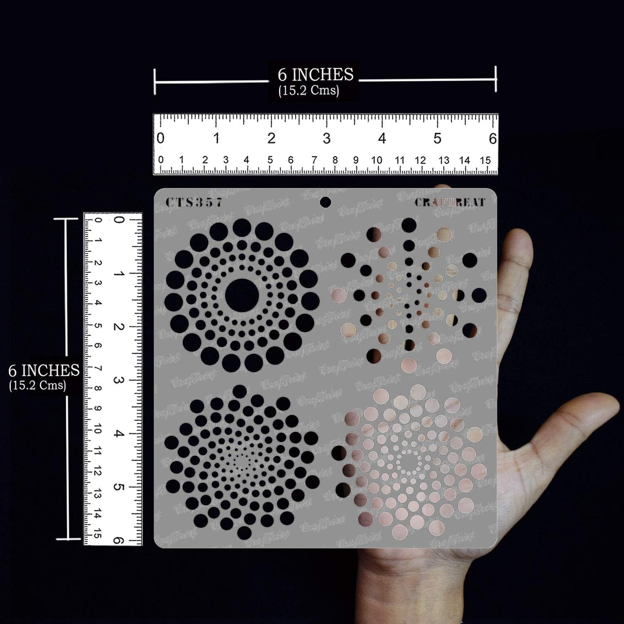 CrafTreat Reusable Dot Mandala Stencils for Painting on Wood, Canvas, Paper, Fabric, Floor, Wall and Tile - Dot Mandala Basics - 6x6 Inches - DIY Art and Craft Stencils - Dots Spiral Stencil CrafTreat