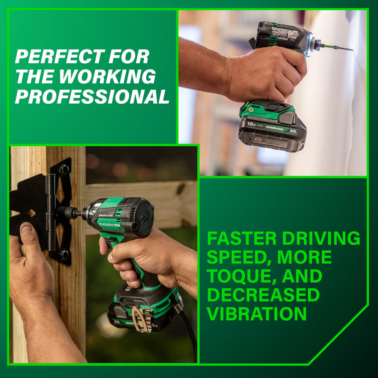 Metabo HPT 18V MultiVolt Cordless Triple Hammer BOLT Impact Driver Set, Power Impact Driver Kit with Case, 2 Lithium-Ion Batteries and Charger, 1/4-Inch Chuck, Compact LightWeight Power Tool, WH18DC Metabo HPT