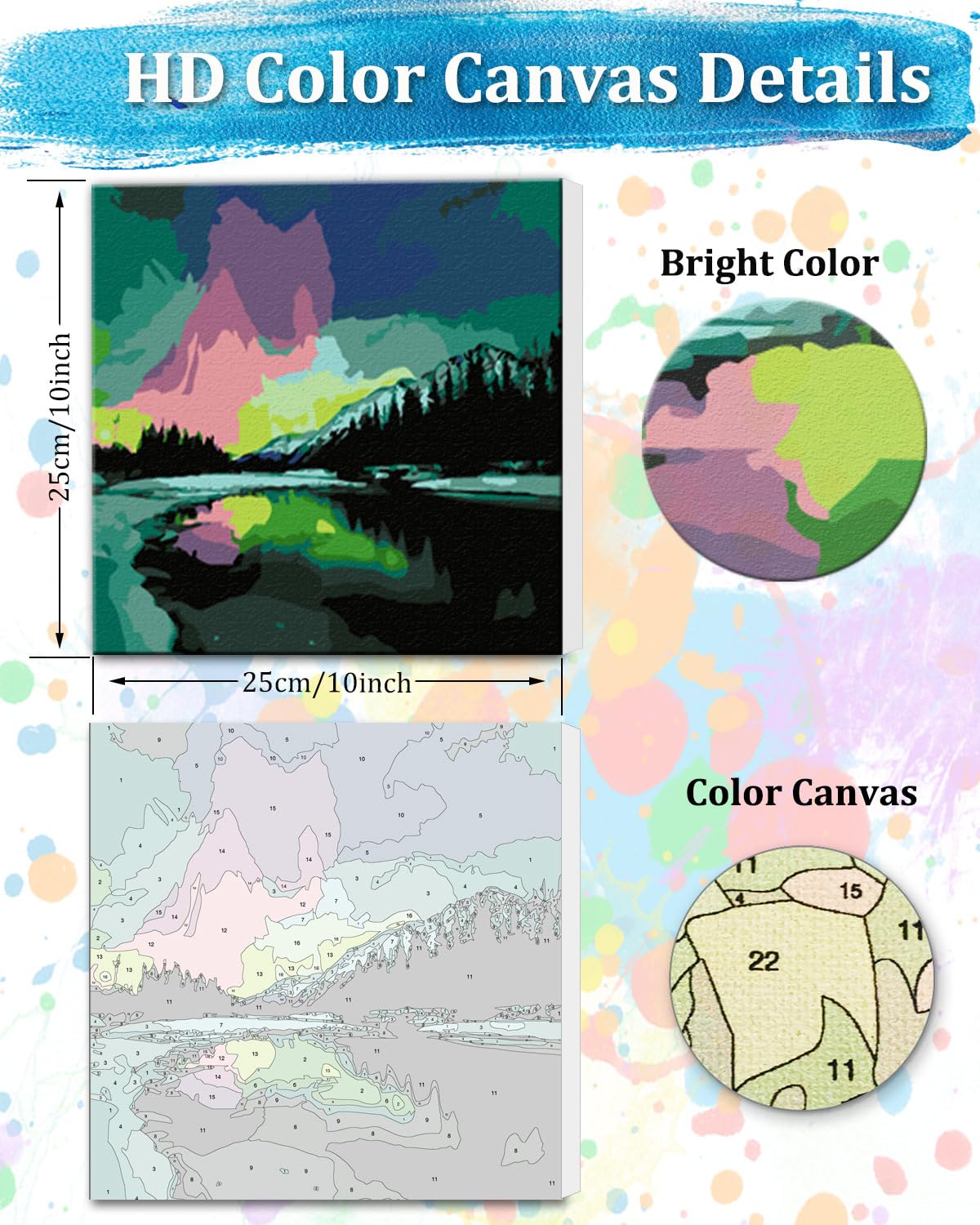 TOCARE Framed Paint by Numbers Kit for Adults, Aurora Borealis Paint by Number with Frame,Northern Lights Paint by Numbers Framed Canvas for Home Wall Decor (10x10 Inch, Without Easel) TOCARE