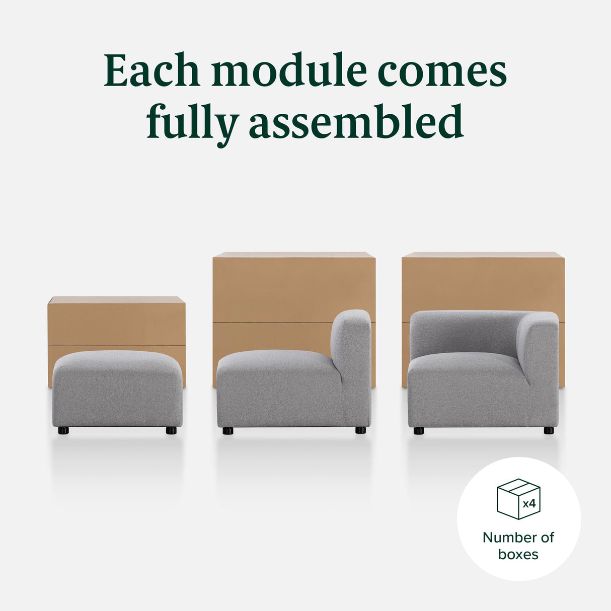 ZINUS Luca Reversible Chaise Sectional Sofa, Modern Style, Flexible Modular Design, Easy Tool-Free Assembly, Grey ZINUS