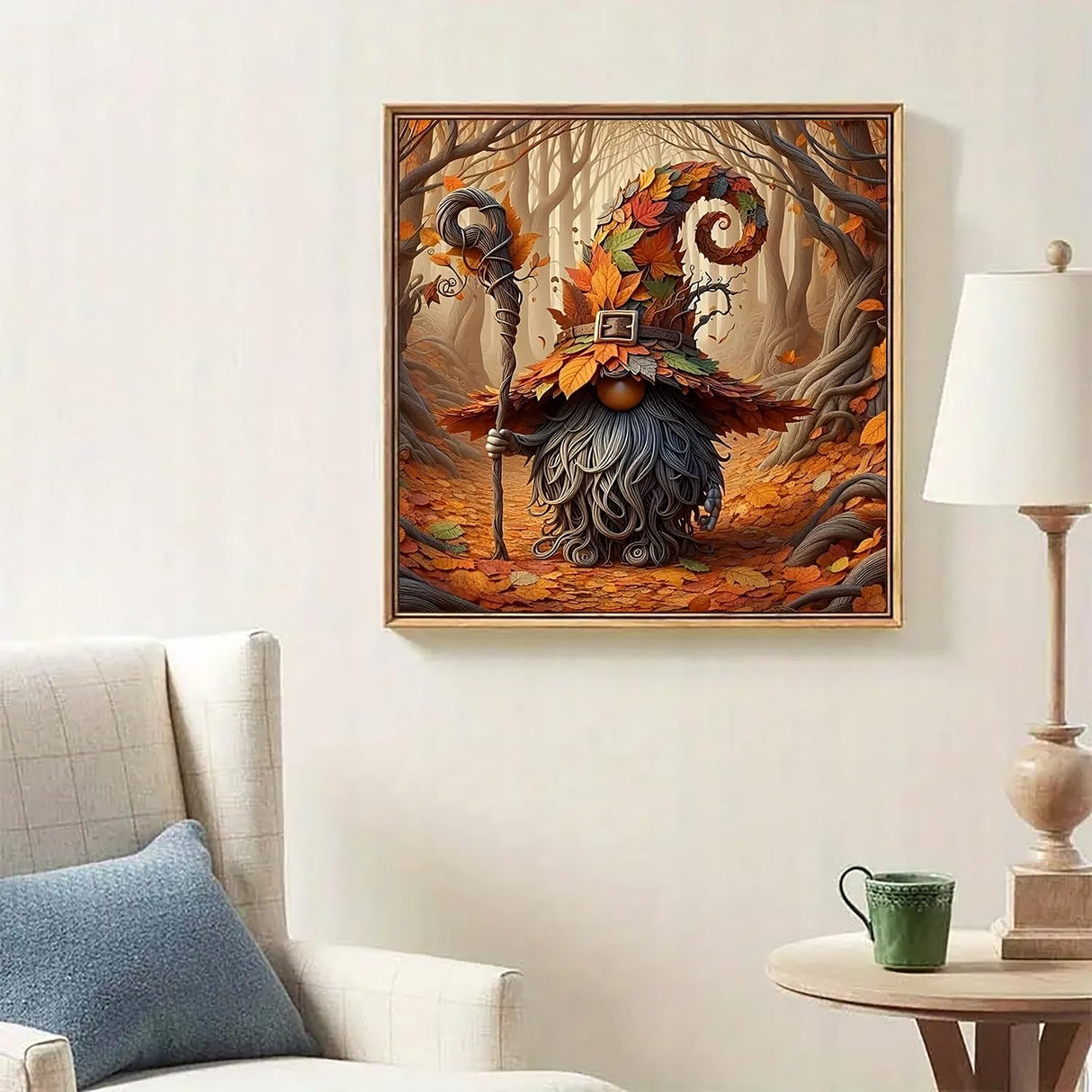 Autumn Forest Gnome Tree Diamond Art Kits for Adults, 5D Diamond Painting Kits for Adults Beginners, DIY Full Round Drill Diamond Dot Painting Gem Art Kits for Adult, Home Wall Decor 13.8x13.8 Inch VCLKDIY