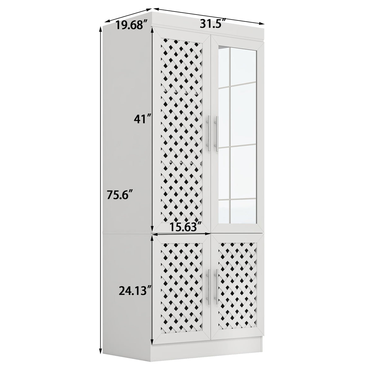 chartustriable Armoire Wardrobe Closet with Woven Doors and Mirror 75.6" Large Armoire Wardrobe Cabinet with Storage Drawers and Hanging Rail, Freestanding Closets for Bedroom chartustriable