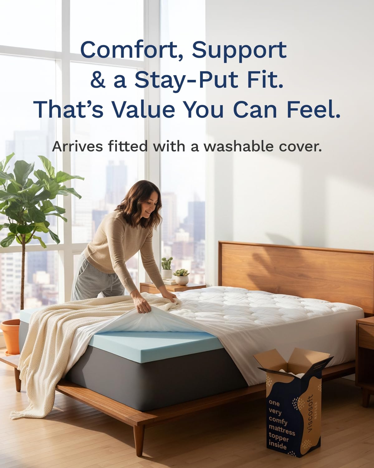 ViscoSoft 2-Inch Memory Foam Mattress Topper King – Reflex Cooling Gel Pad with Removable Washable Cover – CertiPUR-US & Oeko-TEX Certified ViscoSoft