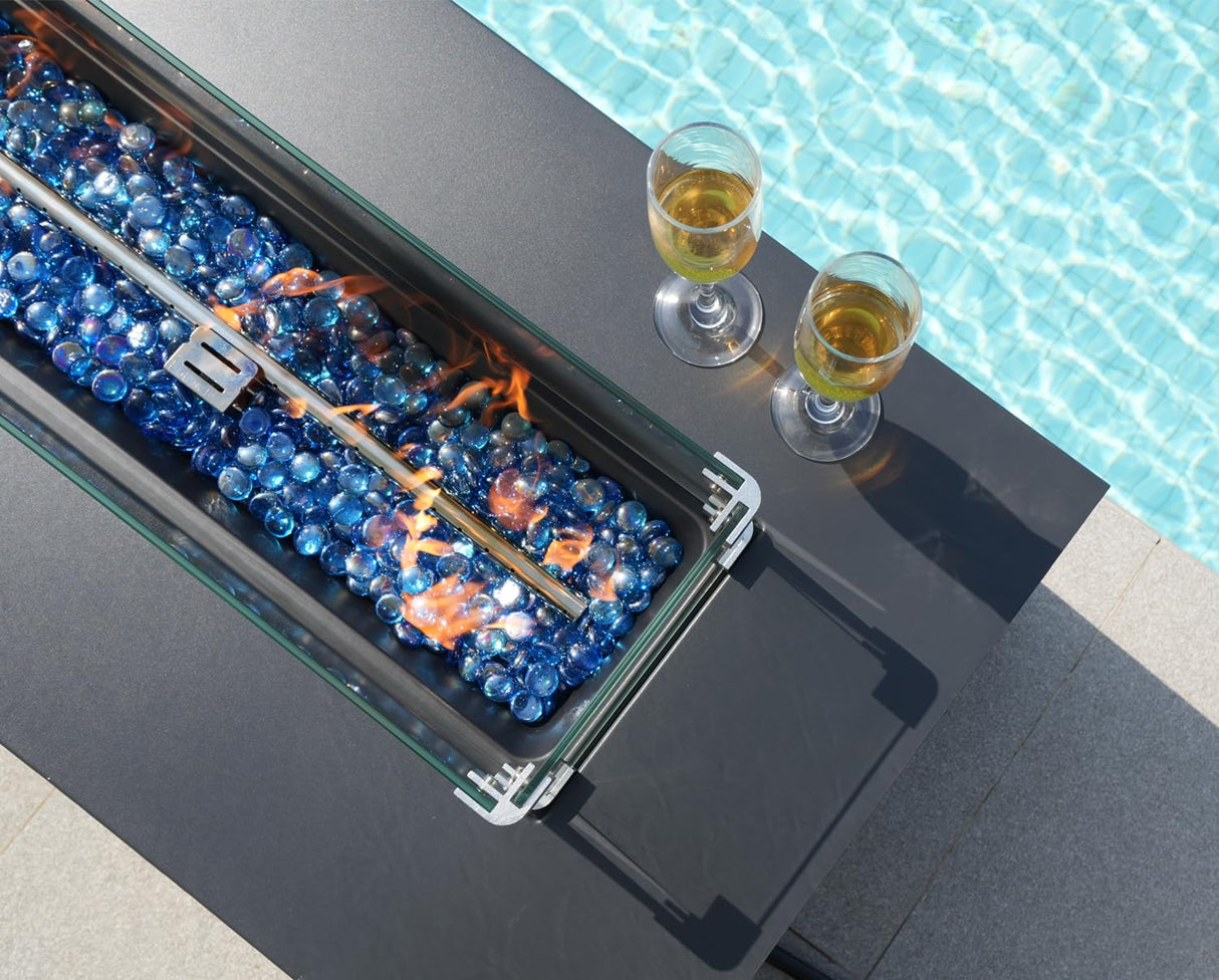 RADIATA 42” Rectangle Propane/Natural Gas Firepit for Outside Patio, Heavy Duty Modern Lowprofile Fire Pit Table with Tank Table & LED Lights, 50000BTU Backyard Fireplace for Porch Deck, Dark Gray RADIATA