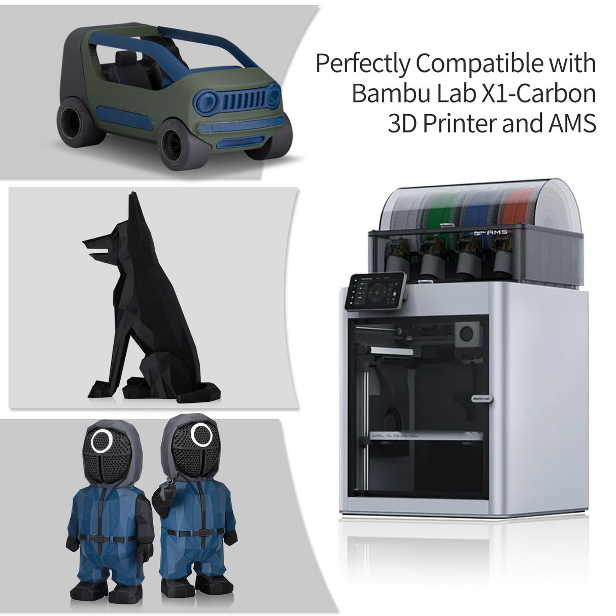 Carbon Fiber PLA Filament 1.75mm, TINMORRY PLA-CF 3D Printing Filament, Highly Compatible with Bambu FDM 3D Printer, 1 KG 1 Spool, Black TINMORRY