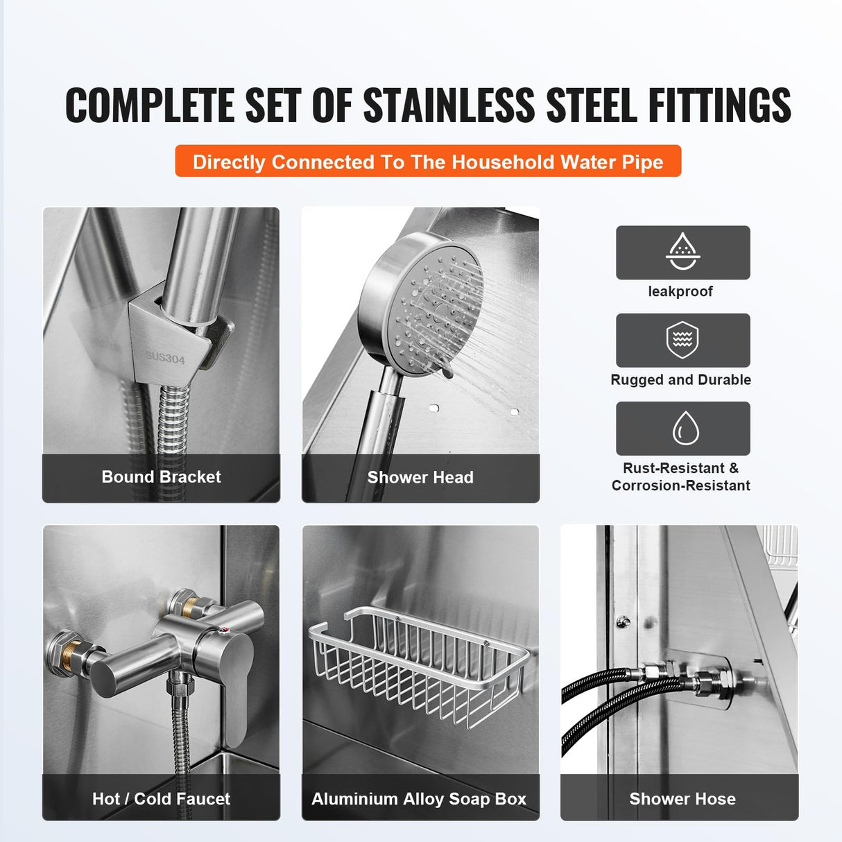 VEVOR 50" Pet Dog Bathing Station w/Stairs, Professional Stainless Steel Dog Grooming Tub w/Soap Box, Faucet,Rich Accessory, Dog Bathtub for Large,Medium,Small Pets, Washing Sink for Home Right VEVOR