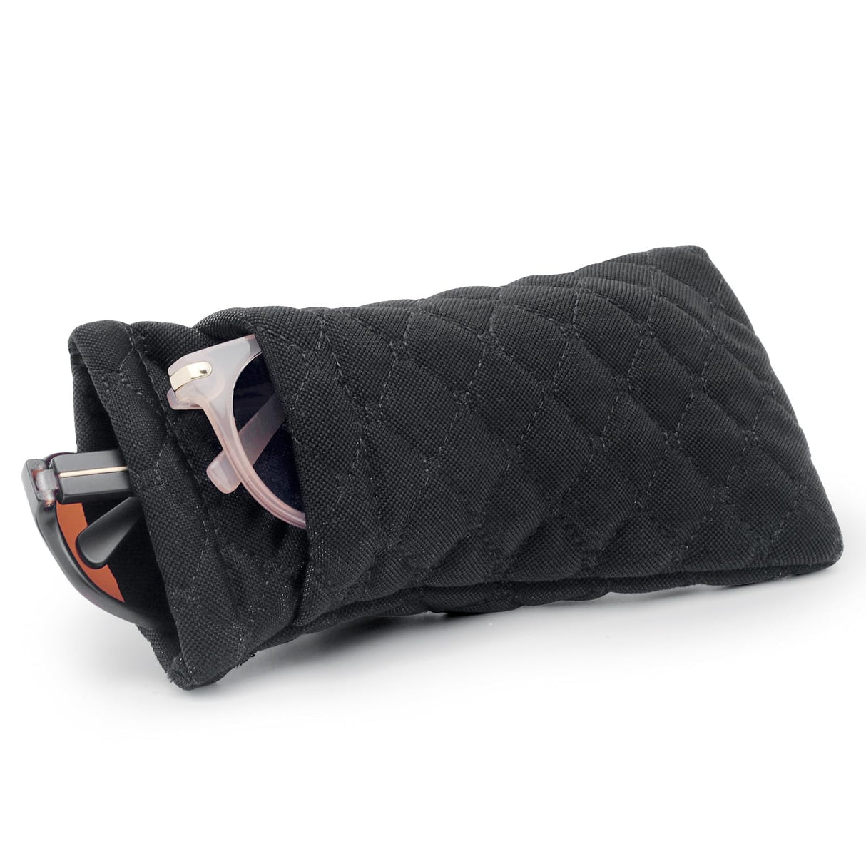 Face Shadow Double Eyeglasses Pouch Large Squeeze Top Microfiber Soft Glasses Case For Women With Cleaning Cloth Face Shadow