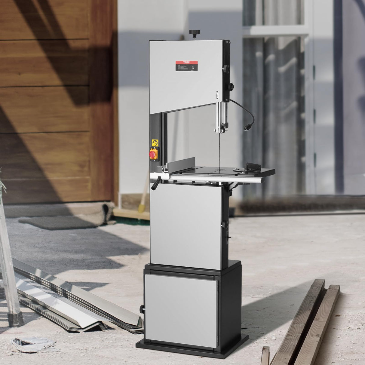 VEVOR Band Saw, 14-Inch, 480-960 RPM Continuously Viable Benchtop Bandsaw, 1100W 1-1/2HP Motor, with Optimized Work Light Workbench Stand Cabinet Assembly and Miter Gauge, for Woodworking Aluminum VEVOR