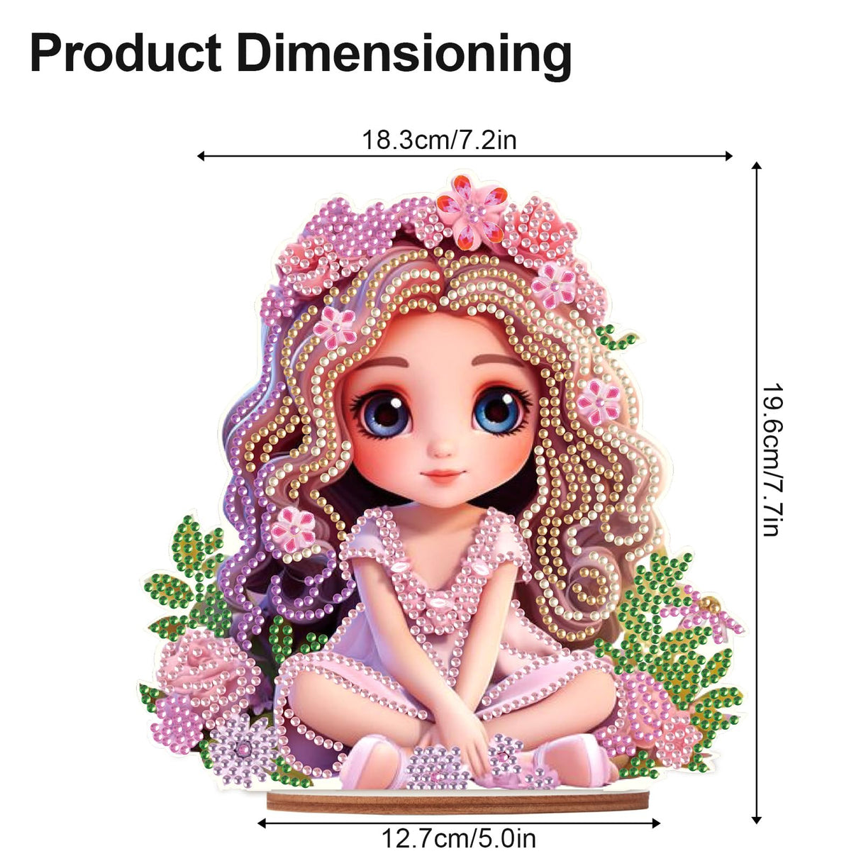 Pretty Princess Girl Pattern Table Top Diamond Painting Ornament Kits, DIY Special Shape Beads 5D Diamond Art Christmas Home Office Desktop Decorations Ornaments antor