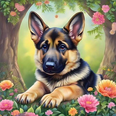 WSLWXSHM Diamond Painting Kits for Adults Dog, Animal Round Full Drill Diamond Art Kits, 5D DIY Paint with Diamonds Crafts for Home Wall Decoration Gifts 12×12Inch