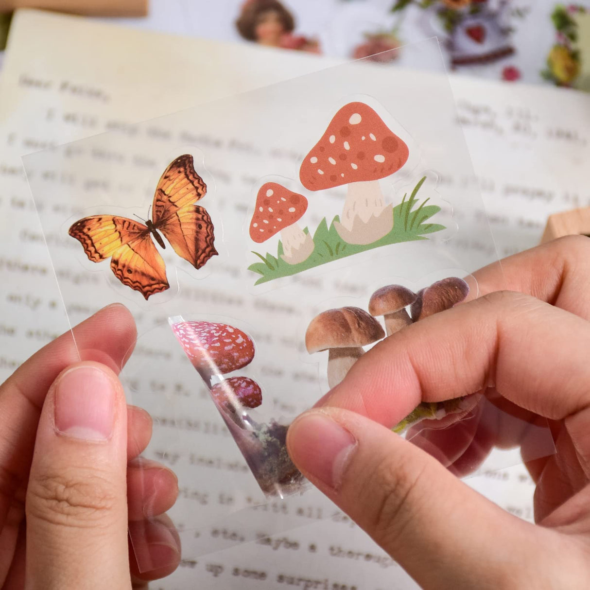 510PCS Plants Floral Scrapbook Stickers Kit Vintage Flowers Butterfly Mushroom Fall Maple Leaves Transparent Waterproof Stickers Set for Scrapbooking Supplies Aesthetic Junk JournalCraft DAPUTOU