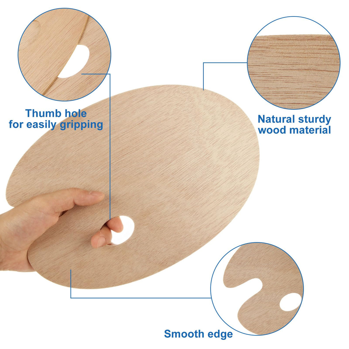 25 Pack Wood Painting Palette, Oil Wooden Paint Palette, Oval-Shaped Artist Painting Palette with Thumb Hole, Art Pallet for Painting (8 x 12 Inches) LOYORTY