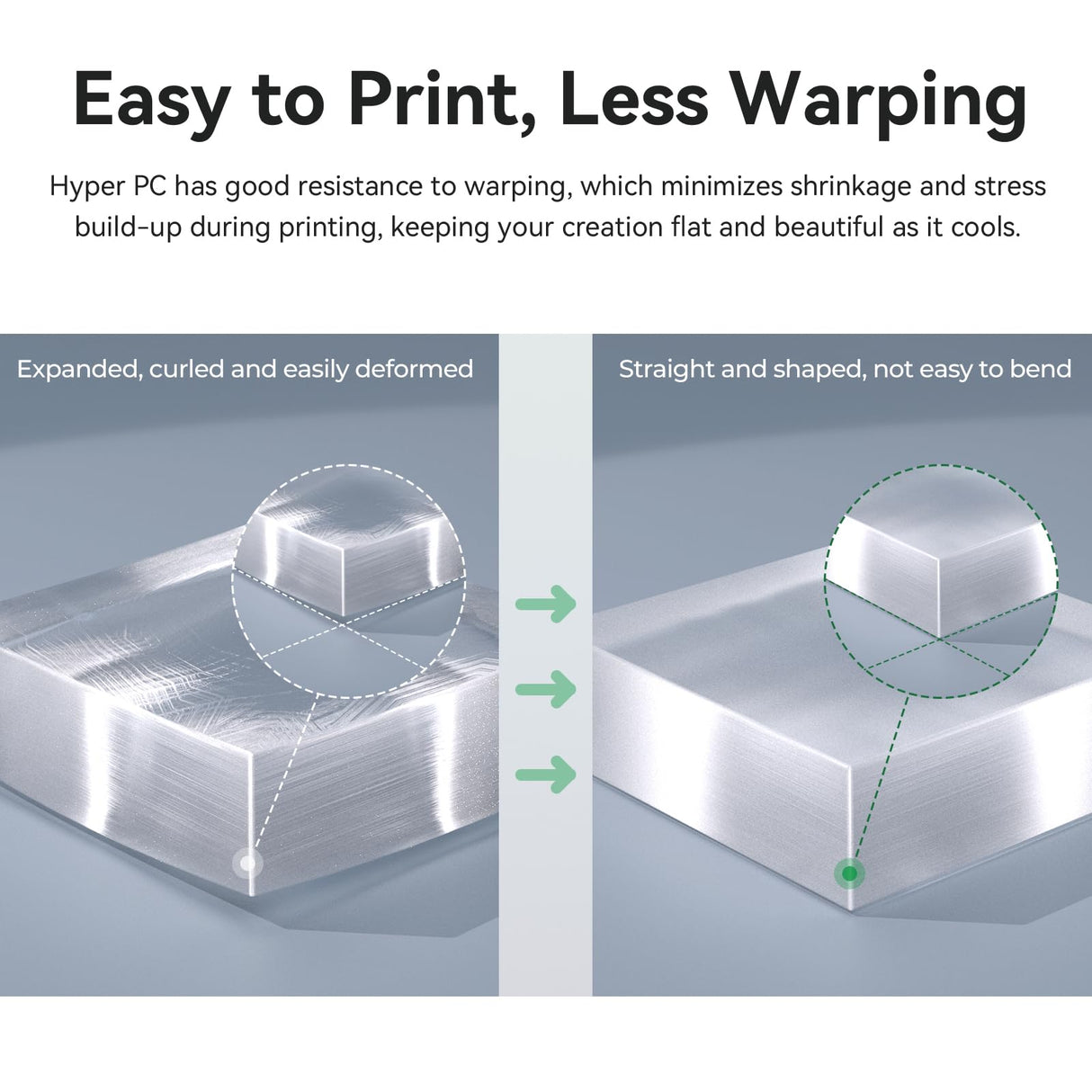 Creality Hyper PC Filament for 3D Printing, 3D Printer Filament with High Heat Resistance, Crystal-Clear, Easy to Print, Less Warping Creality