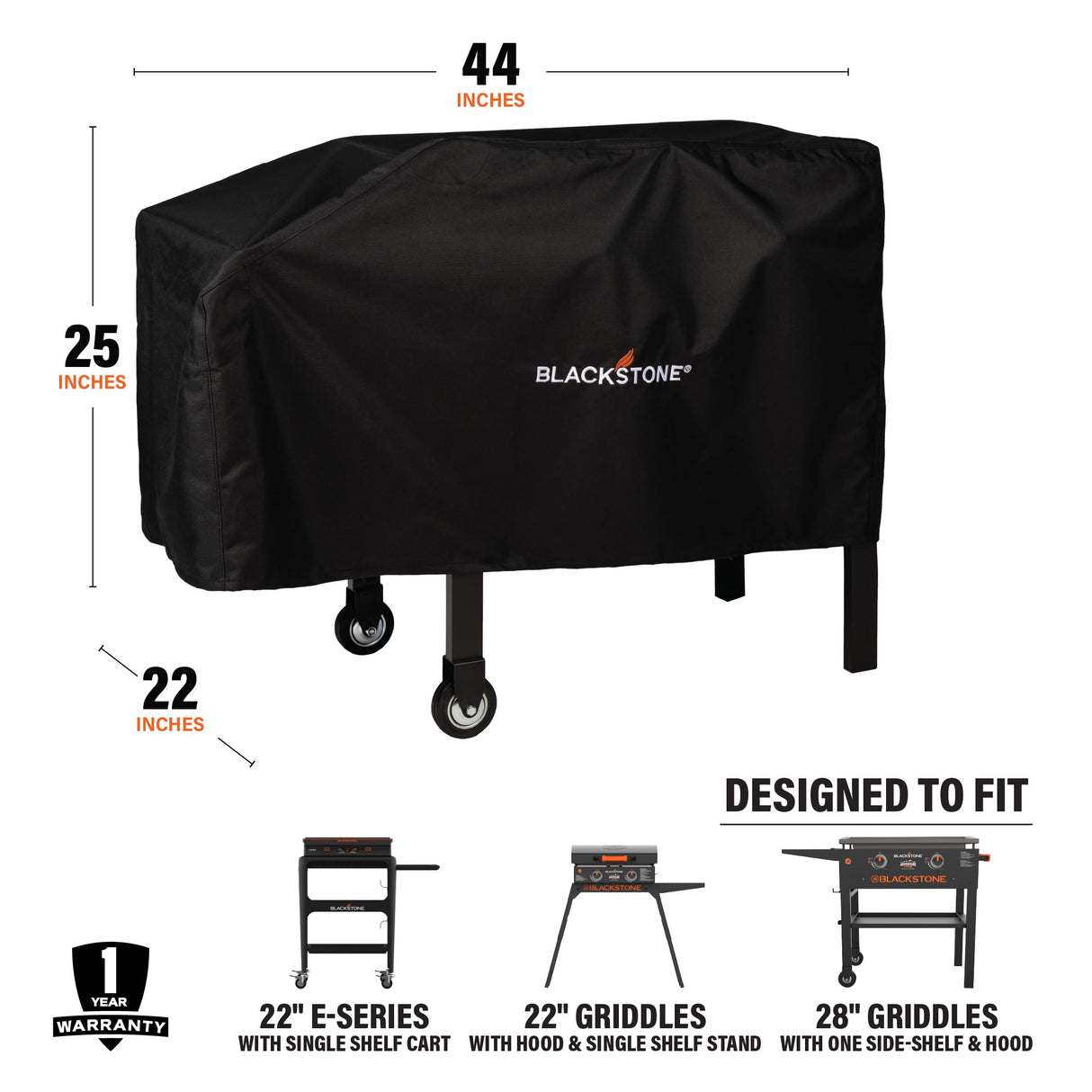 Blackstone 1529 22” and 28” Single Shelf Griddle Cover, 600D Polyester, Black BLACKSTONE