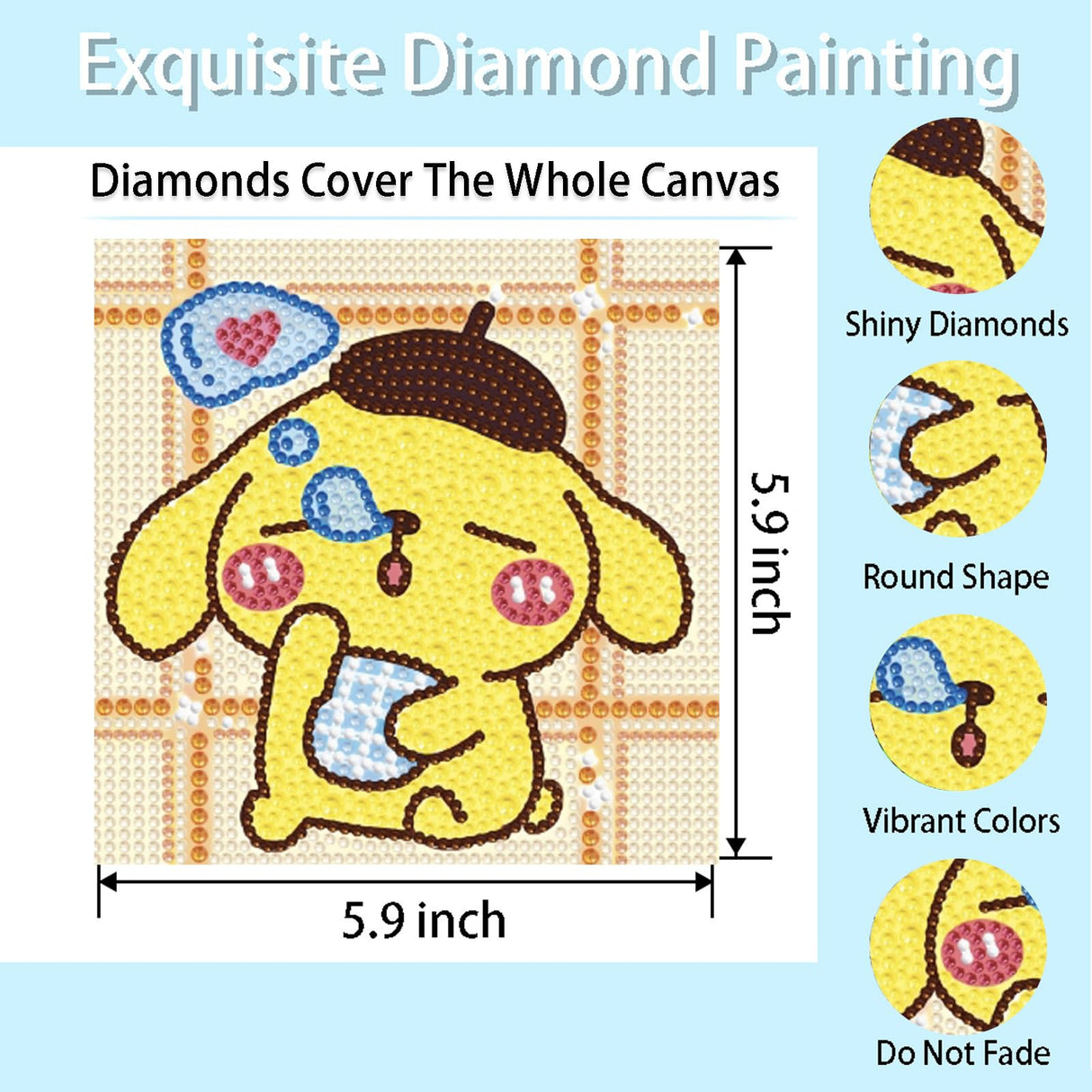 Diamond Art Kits for Kids Ages 8-12, 4 Pcs Cartoon Diamond Painting Mosaic Kits for Girls and Boys, Full Drill Crystal Art Kits for Home Wall Decor, 6" x 6" Anime Themed DIY Craft Gifts for Children Parkuetechno
