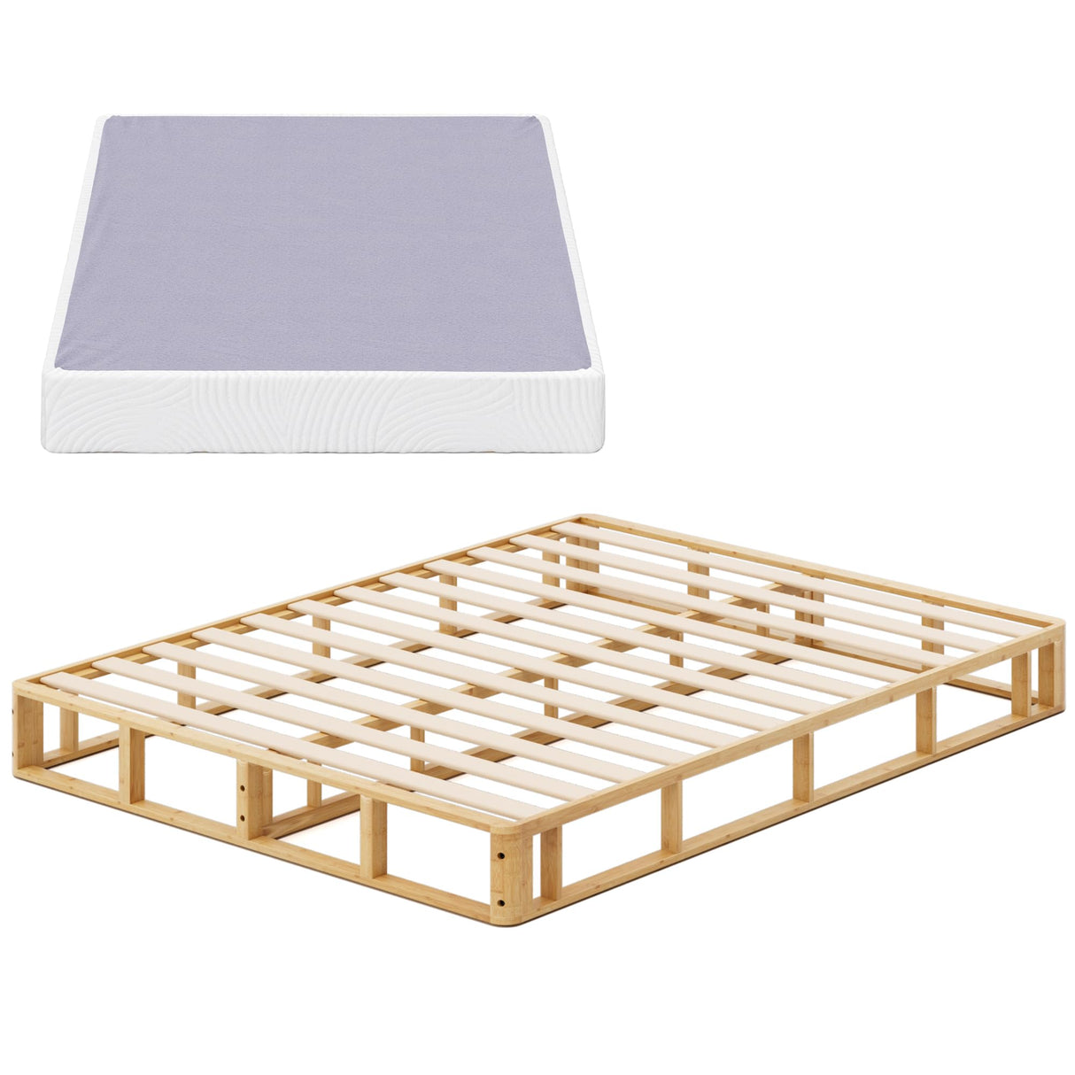ZINUS Edgar 8 Inch Bamboo Box Spring, Mattress Foundation, Sturdy Bamboo Structure, Low Profile, Easy Assembly, Full Zinus