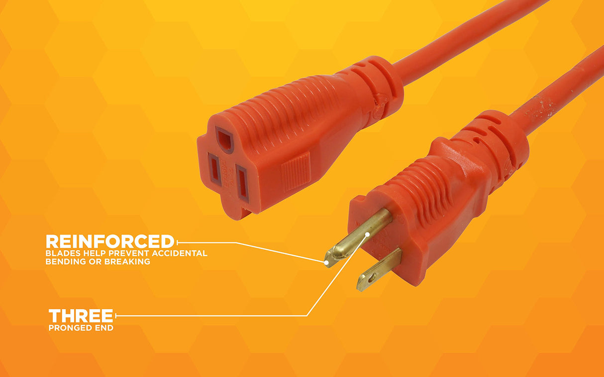 Woods Medium Duty Extension Cord, 50Ft, 14 Gauge, 3 Conductor, General Purpose Cord, SJTW, Orange, 0626 Woods