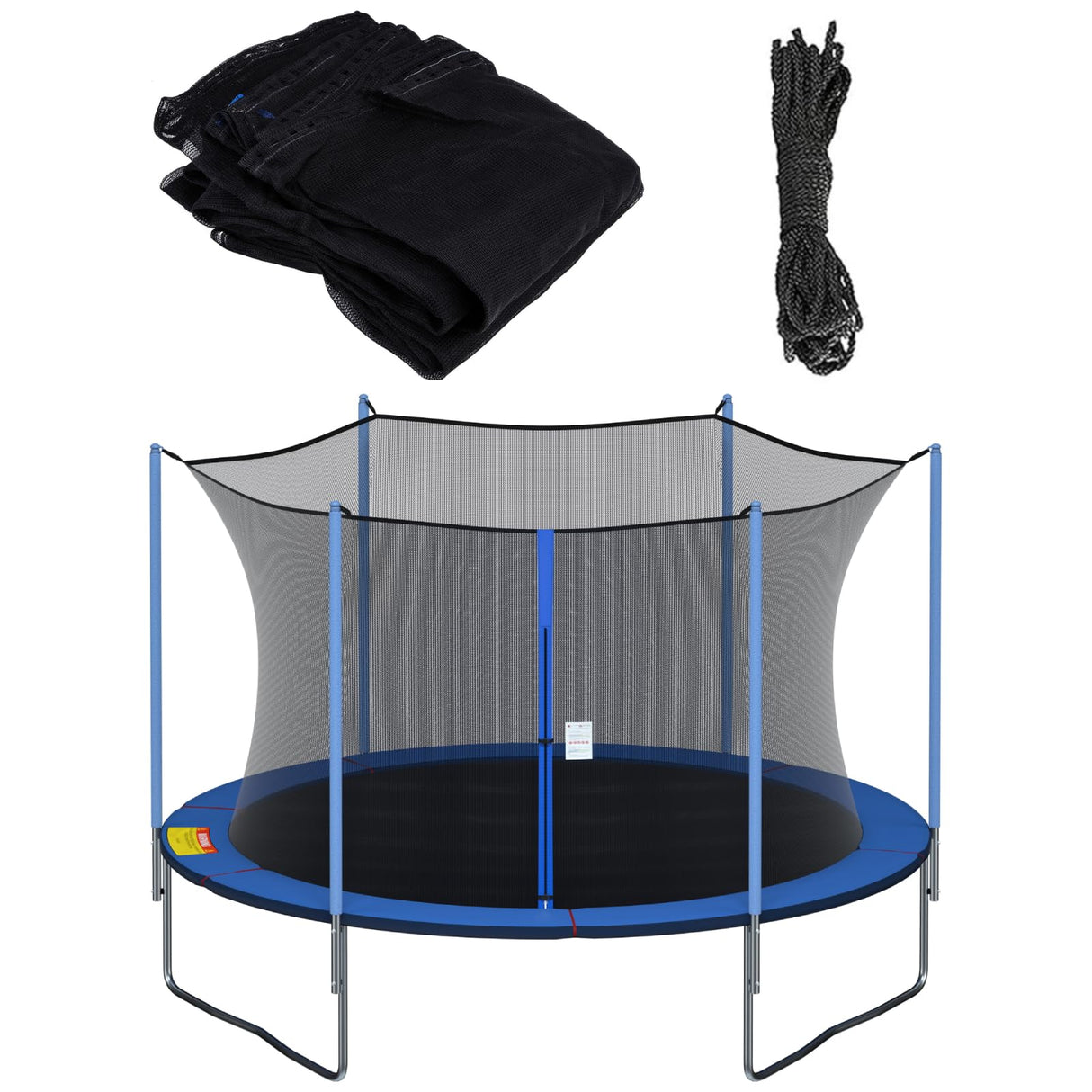 Cliselda 12 ft Trampoline Net Replacement with 6 Poles, 12 Foot Trampoline Netting Replacement, Safety Net for Round Frame Trampoline Enclosure Kit Cliselda