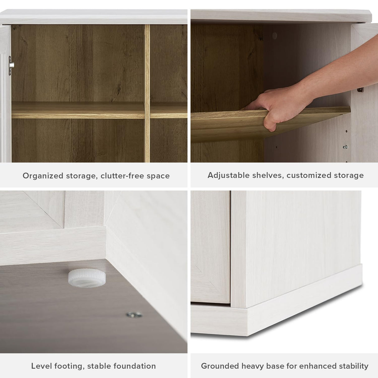 mopio Blake Storage Cabinet, Small Modular Accent Display Sideboard Buffet Cabinet with Storage, Media Console Credenza, for Kitchen, Coffee Bar, Pantry, Living Room (White Oak Acrylic, Single) mopio