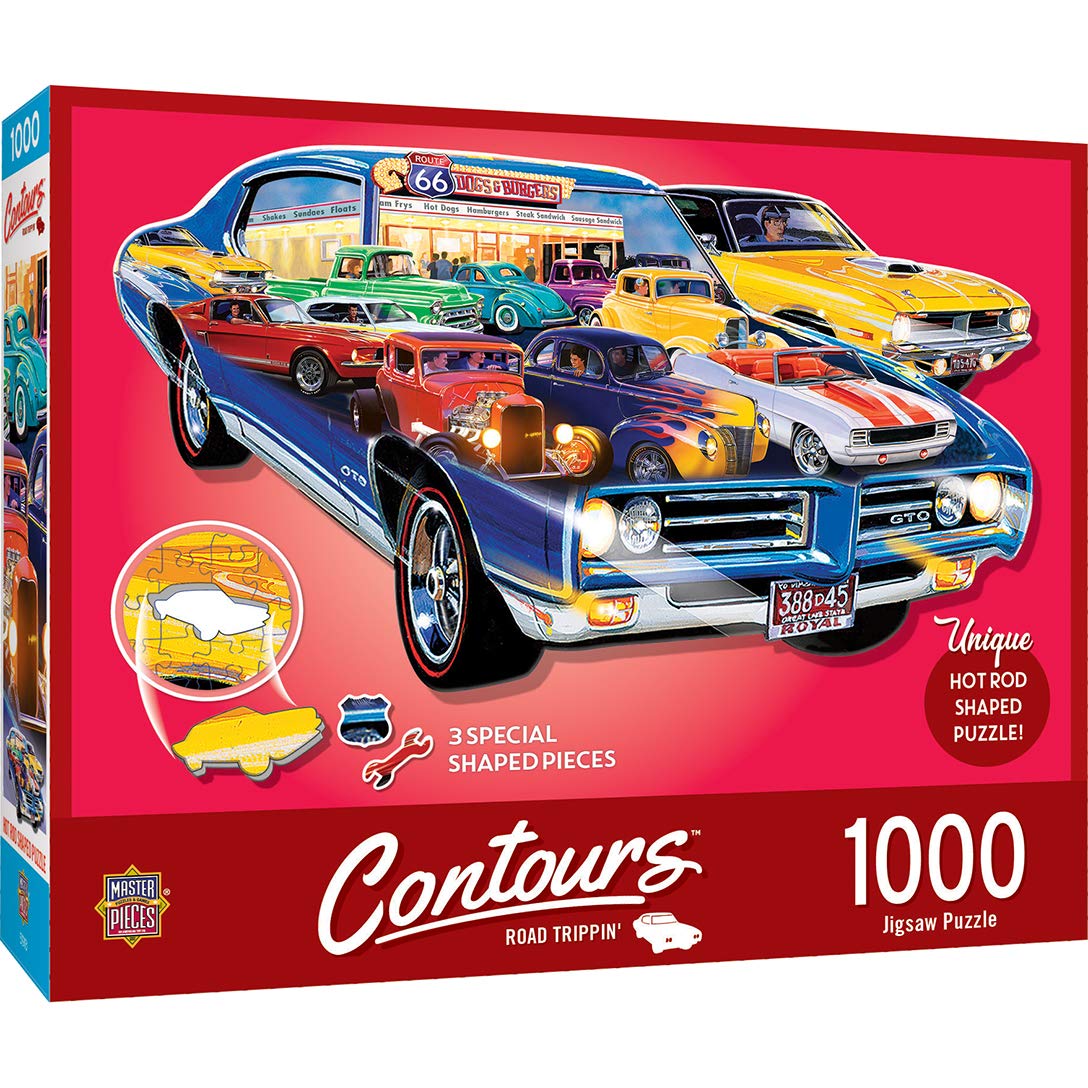 MasterPieces 1000 Piece Jigsaw Puzzle for Adults, Family, Or Youth - Hot Rods Shape - 38.5"x22.6" Masterpieces