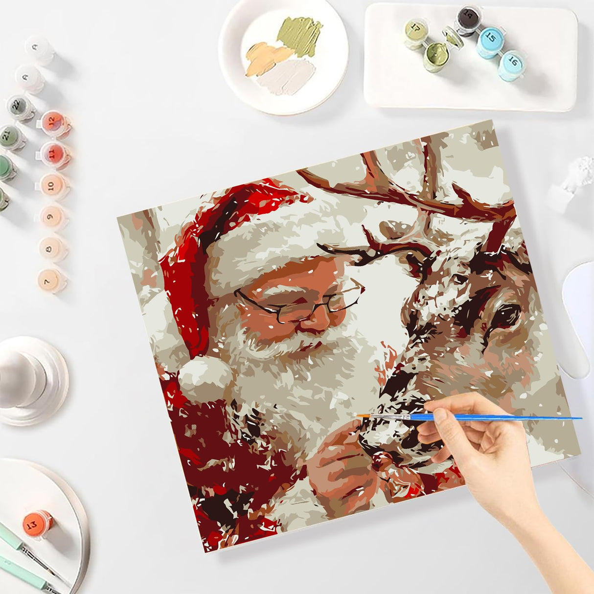 Christmas Paint by Numbers for Adult,Paint by Numbers Kit for Adults Beginners,DIY Paint by Numbers Acrylic Paint Canvas Santa Elk Painting Kits Art,Home Wall Decor, 11.8X11.8 inch(Without Frame) APTDYIGL