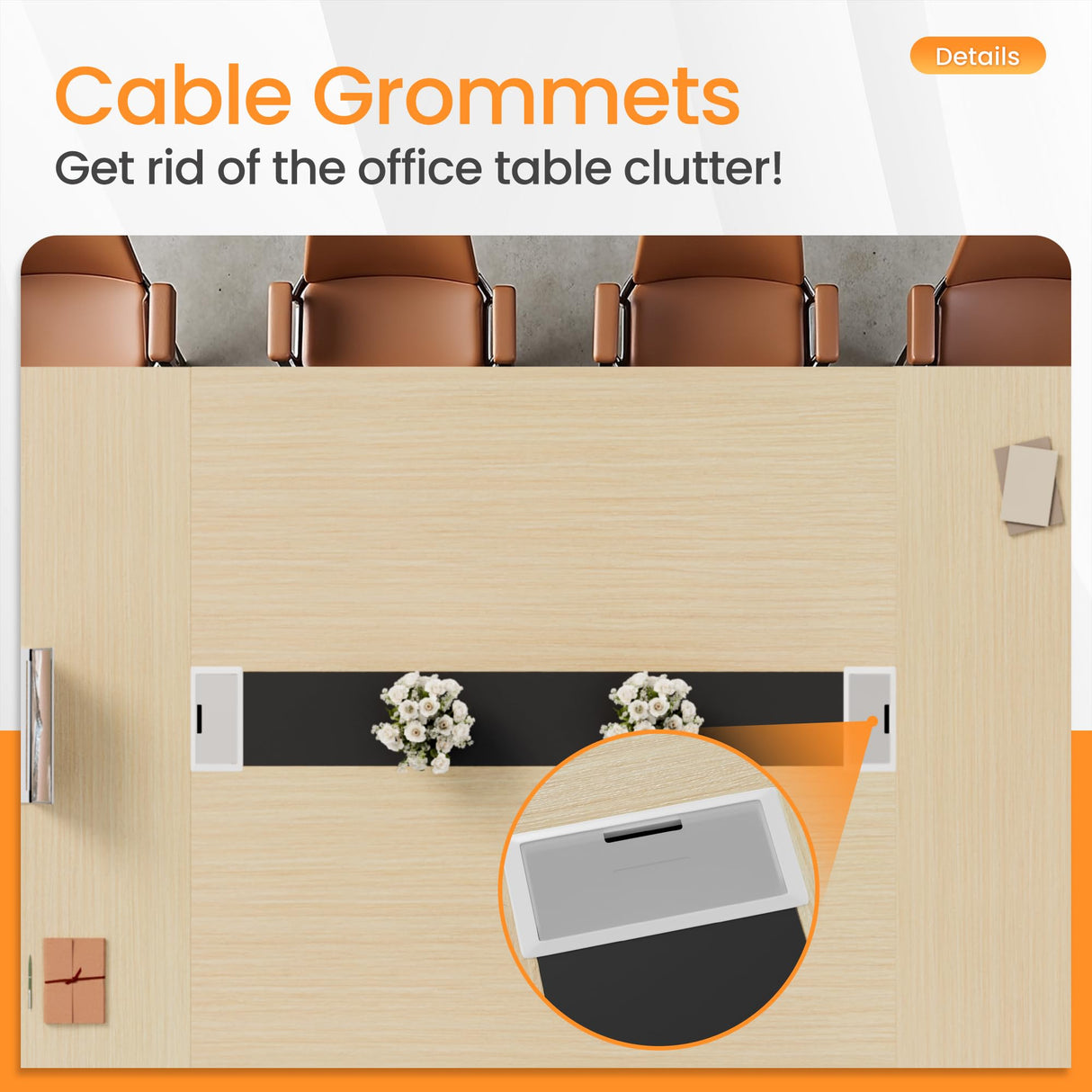 Furmax 8FT Conference Table, 94.48” Meeting Seminar Table with Cable Grommets, Boardroom Table Workstation for Meeting Room, Office Conference (Light Oak) Furmax