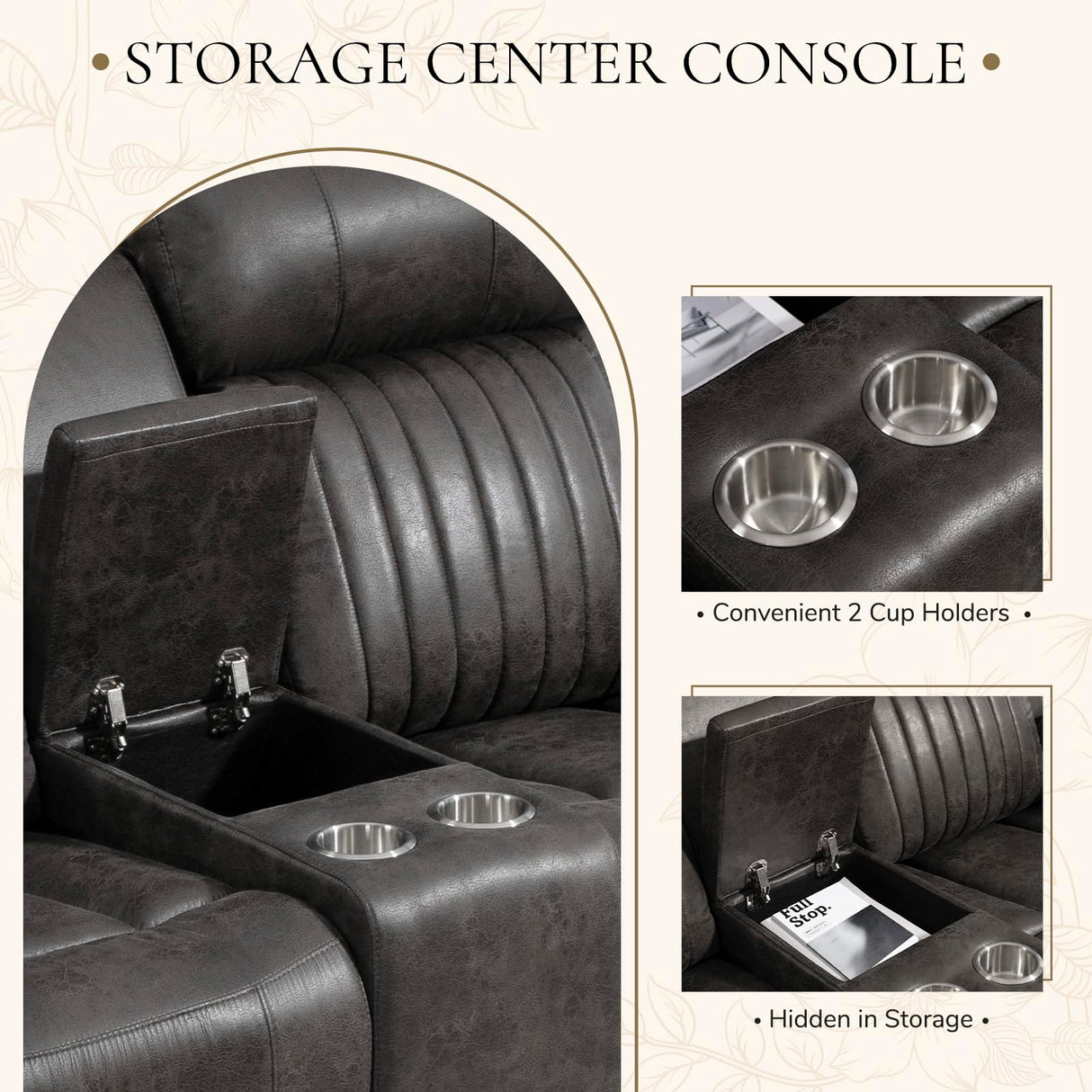 Neptane Power Loveseat Recliner Sofa with Zero Gravity, Adjustable Headrest, Power Reclining Loveseat with Console, Dual Ports, Wall Hugger Love seat Recliner for Living Room (Charcoal, Loveseat) Neptane