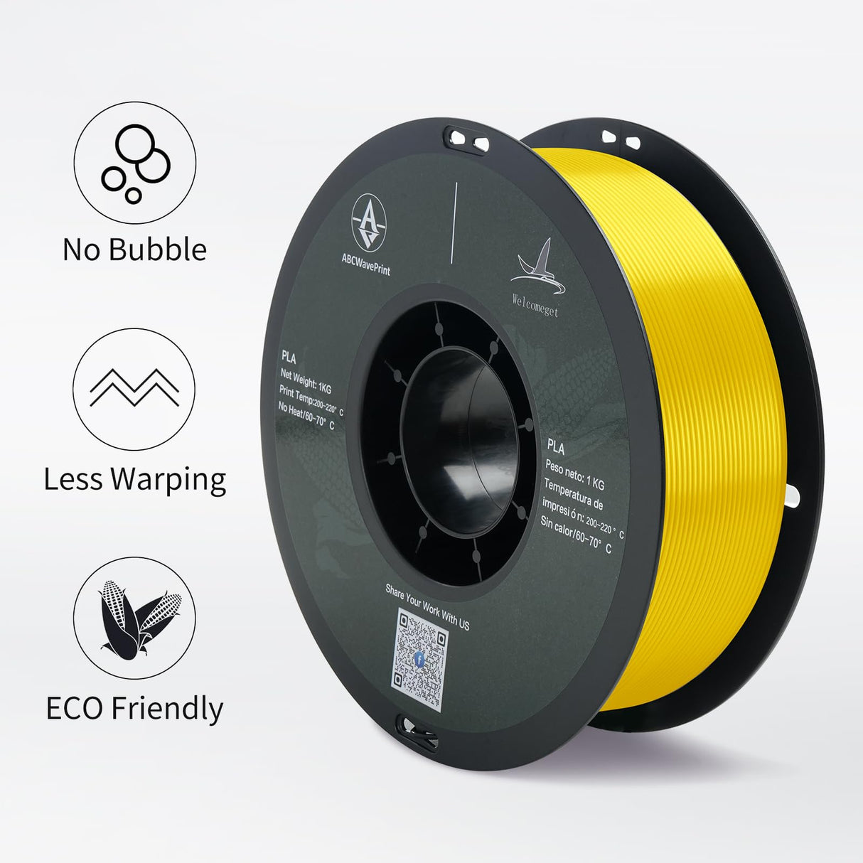 ABCWavePrint PLA 3D Printer Filament Bundle, Dimensional Accuracy +/- 0.02 mm, 16 x 1 kg Spool(35.2lbs), 1.75 mm,Black White Grey Red Green Blue Yellow Purple Silver Transparent Pink Orange Wood Brown ABCWavePrint