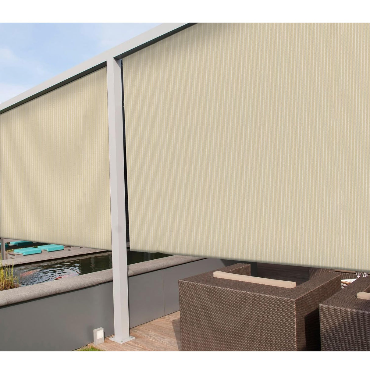 Coarbor Outdoor Roll up Shades Blinds for Porch Patio Shade Exterior Roller Shade Privacy Shade Screen for Deck Pergola Gazebo Beige 6'W x 6'H COARBOR