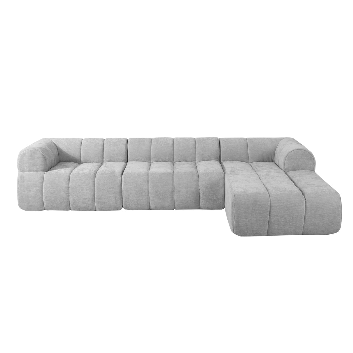 Christopher Knight Home Mania 122" Modular L-Shape Sofa Couch with Chaise Lounge, Modern Sectional Sofa Set for Living Room, Boucle Fabric Upholstered Cloud Couch with Deep Seat, Gray Christopher Knight Home