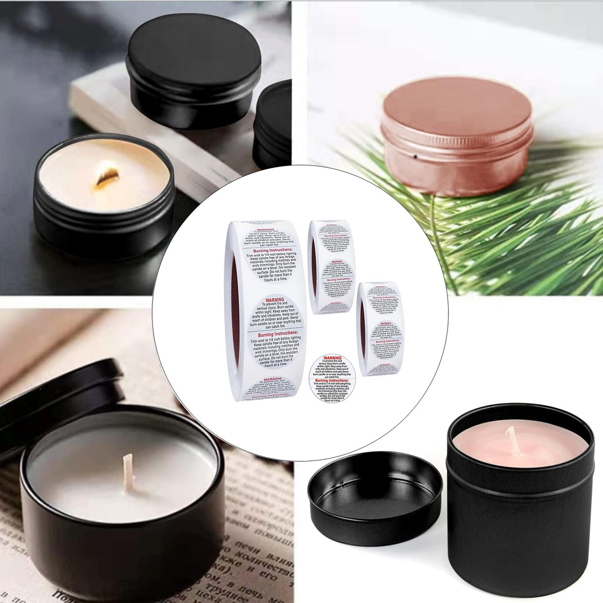 1500 pcs Candle Warning Labels,1.5inch Candle Jar Container Stickers, Candle Safety Stickers for Candle Making DIY Candle Jars Goiio