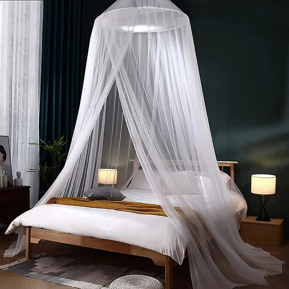 Mosquito Net Bed Canopy for Girls,King Canopy Bed Curtains Full Queen Size from Ceiling,Dome Mosquito Netting Bed Tent Twin Girls Princess Canopy Bed White Decor for Baby Crib,Kid Bed and Adult Beds Comtelek