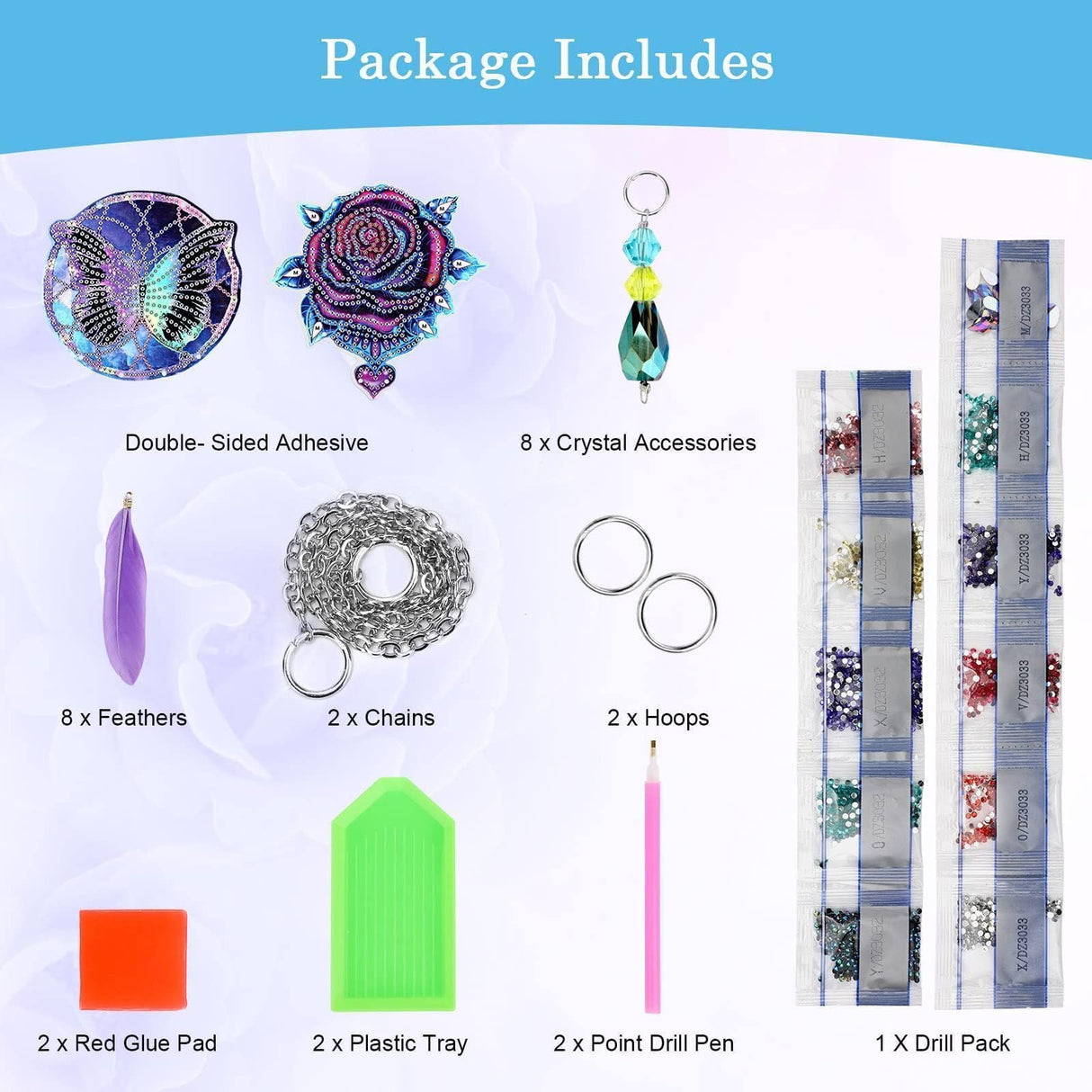 EEEKit 2PCS Diamond Painting Suncatcher Kit, Hanging Diamond Art Painting Suncatcher, DIY Crystal Art Wind Chime for Home Wall Window Decor EEEKit