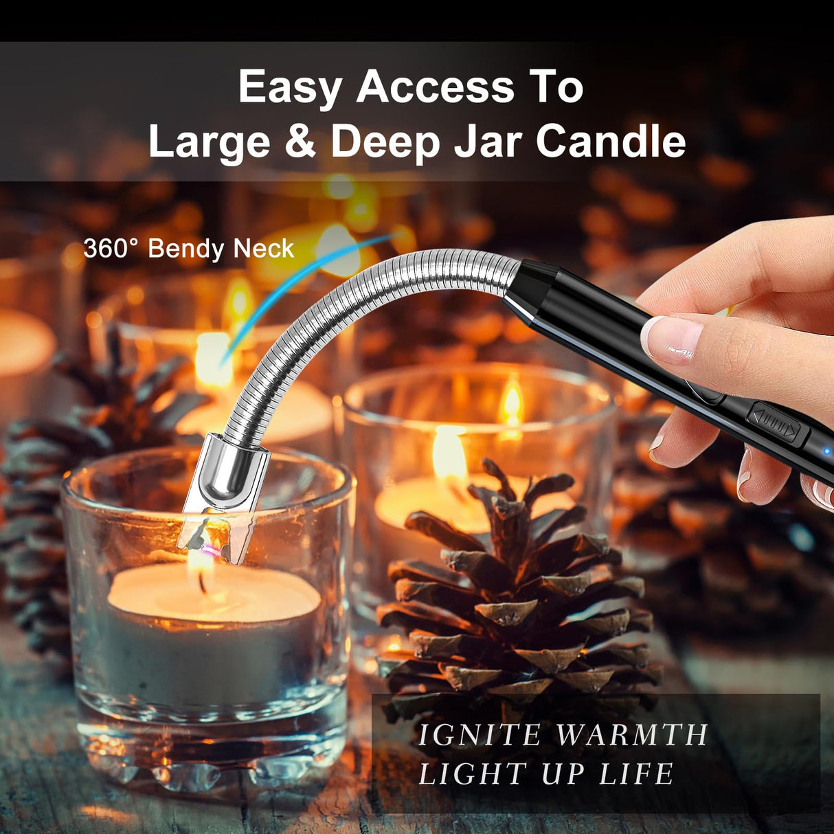 2 Pack Plasma Arc Electric Lighters Rechargeable - USB Long Reach for Scented Candles, BBQ Grill &Camping - Windproof Design Lighters KTEBO