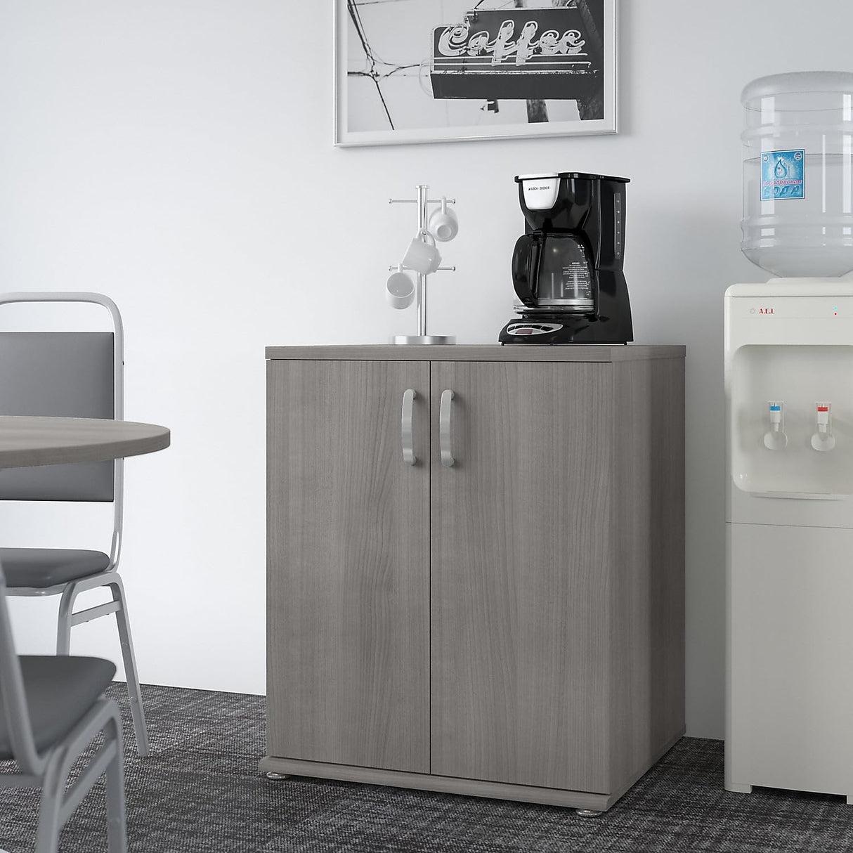 Bush Business Furniture Universal Floor Storage Cabinet with Doors and Shelves in Platinum Gray Bush Business Furniture