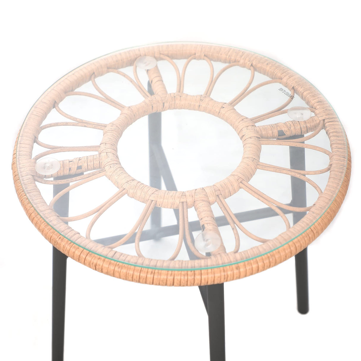 Yangming 3 Piece Patio Furniture Outdoor Conversation Bistro Set with Tempered Coffee Table and Wicker Chairs for Garden Balcony Backyard Yard Poolside, Green Yangming