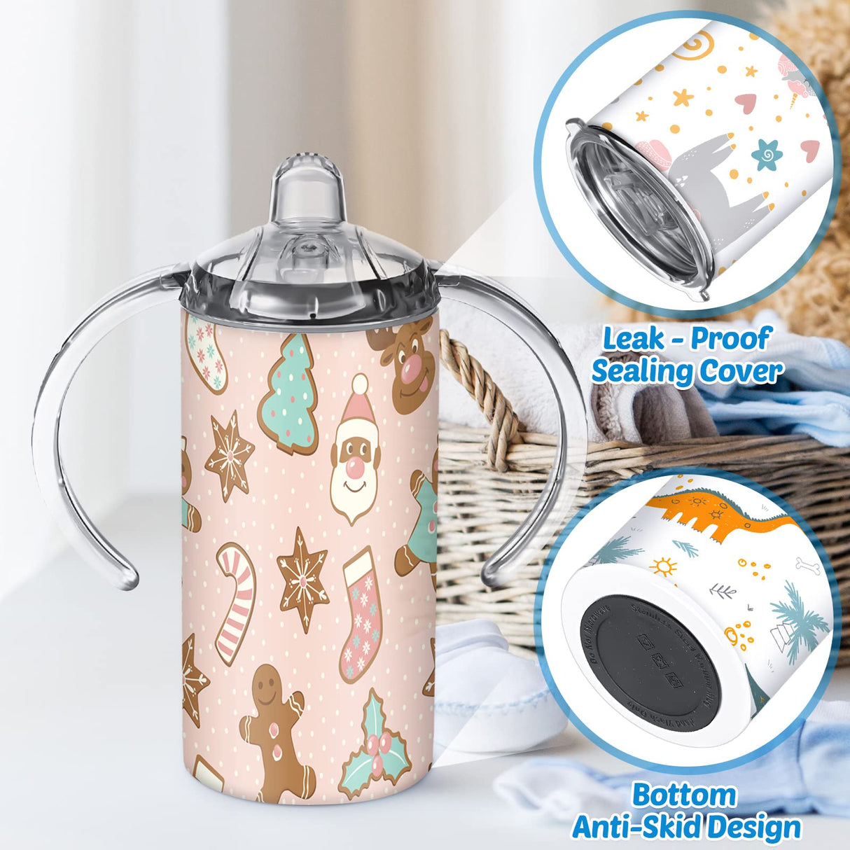 12 Sets 12 oz Sublimation Blanks Sippy Cups for Toddlers Insulated Stainless Steel Kids Sublimation Tumbler Cups with Lids and Straws, 2 Heat Tape, 12 Polymer Sublimation Coating, Coaster, Brush Zubebe