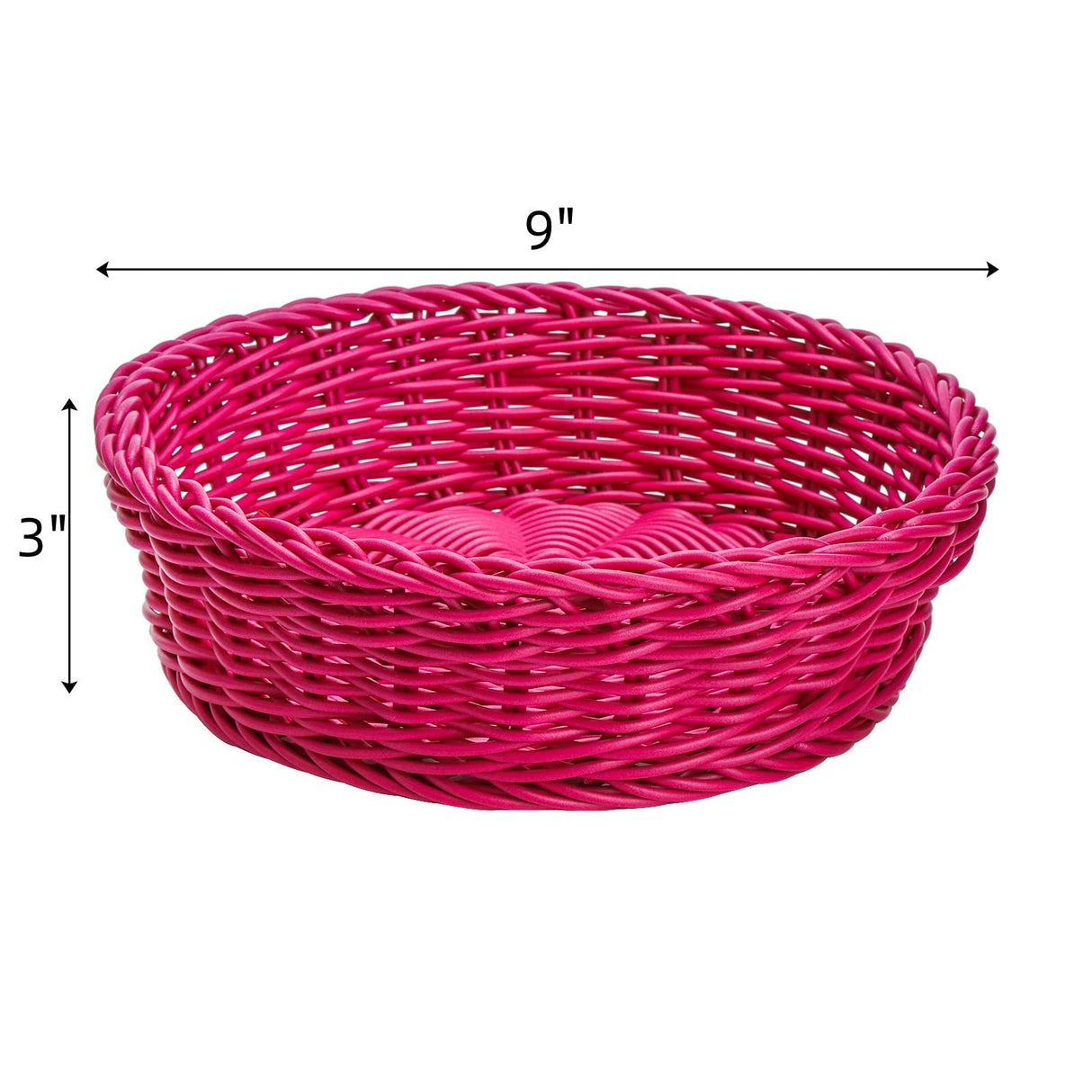 AVLA 4 Pack Woven Breads Baskets, Imitation Rattan Fruit Storage Bowls, Stackable Handwoven Serving Basket, Poly-Wicker Round Basket Set for Organizing, Decorative Gift Basket for Countertop, Pantry AVLA