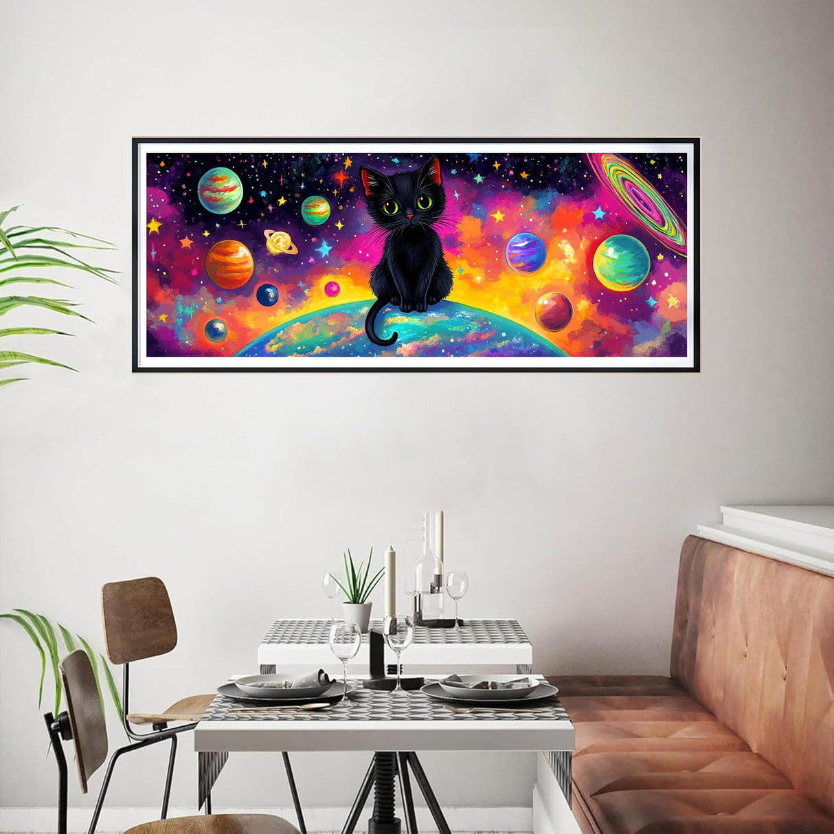 Bimkole Large Diamond Art Kits for Adults Cosmic Planet, Full Drill 5D DIY Rhinestone Embroidery Set Paint with Diamonds Art Cat by Number Kits Cross Stitch Home Wall Craft Decoration 31.5x11.81 Inch Bimkole