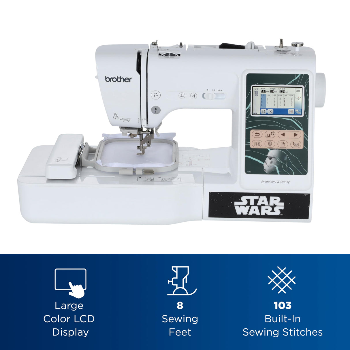 Brother LB5500S Star Wars 2-in-1 Combo Sewing & Embroidery Machine, 16.5 x 7.76 x 12.09 inches, White Brother