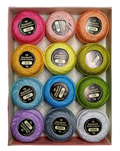 Wonderfil Eleganza #8 Perle Cotton Embroidery Thread Sampler Collection, "Pastels"