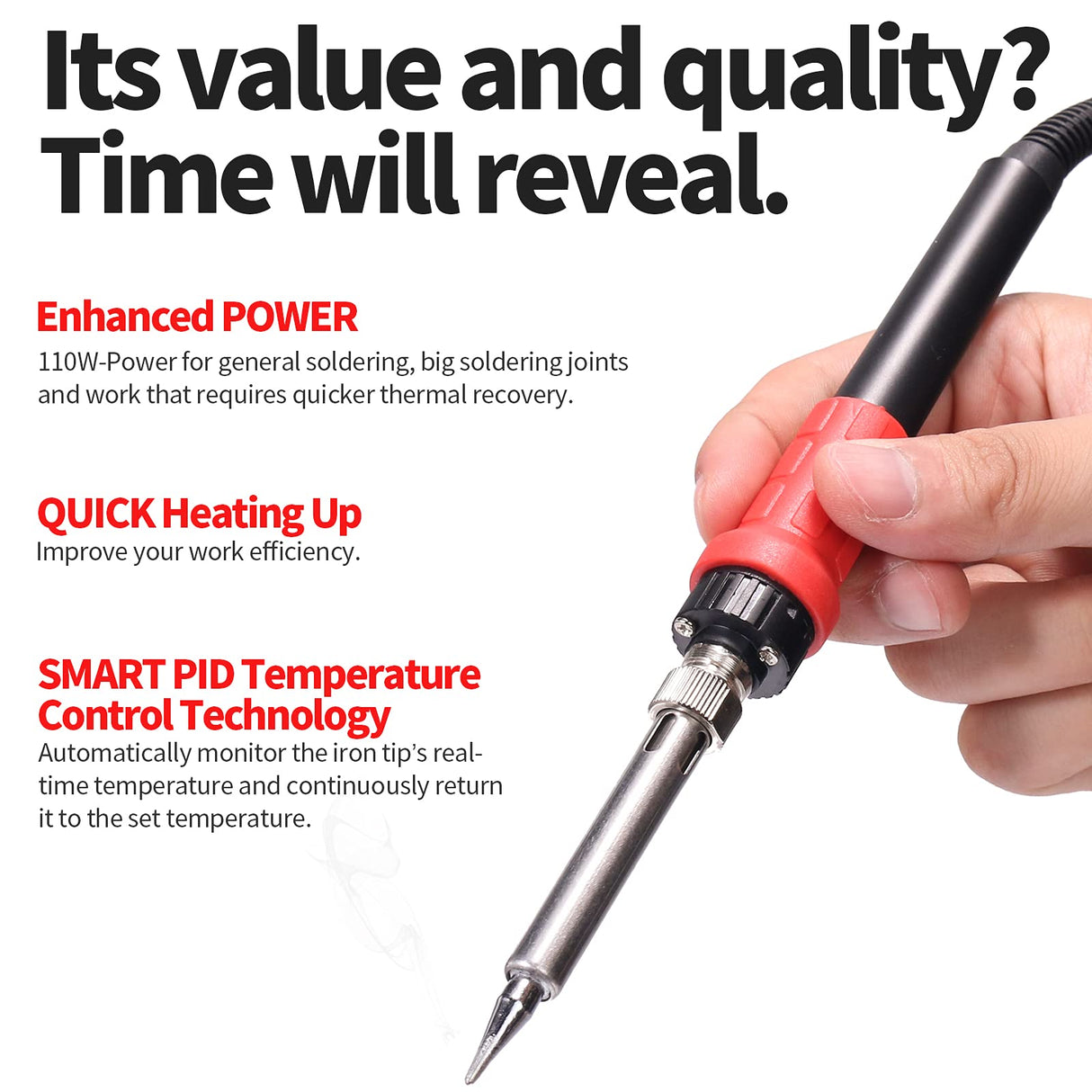 YIHUA 926 III 110W Soldering Iron Station Kit with LED Display, 2 Helping Hands, 3 Extra Iron Tips, 35g Lead-Free Solder, Solder Sucker, S/S Tweezers, °C/°F Conversion, Calibration & Sleep Features YIHUA